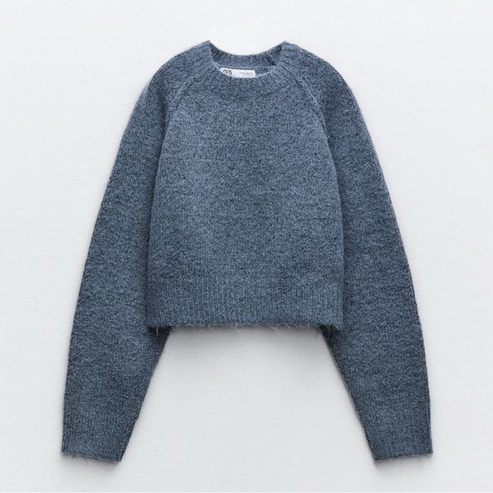 Zara Heathered Blue Crewneck Sweater